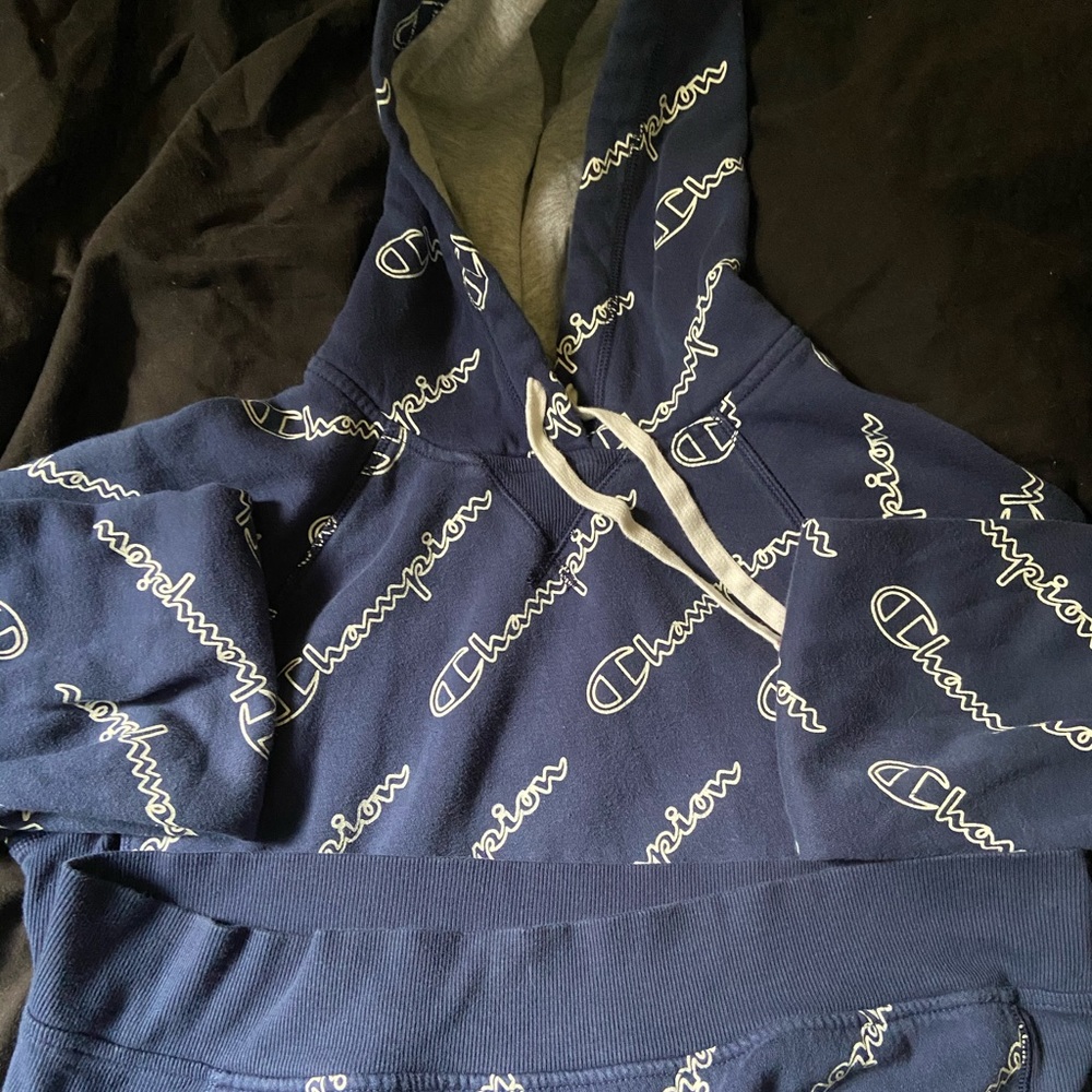 Blue Champion Logo Hoodie